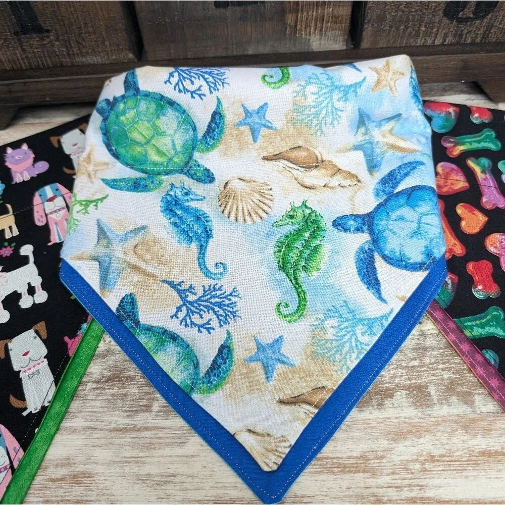 Hand Crafted Over the Collar Pet/Dog Bandana Set of 3 Size X-Large